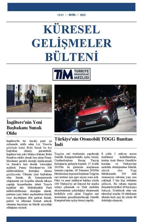 15-31 Ekim 2022 Bülteni 